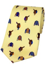 Soprano Racing Colours and Saddles On Pastel Ground Country Silk Tie