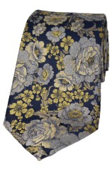 Posh and Dandy Gold And Silver Floral Silk Tie