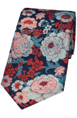Posh and Dandy Multi Coloured Small And Large Flowers Silk Tie