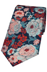 Posh and Dandy Multi Coloured Small And Large Flowers Silk Tie