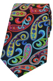 Posh And Dandy Large Multi Coloured Paisley Luxury Silk Tie
