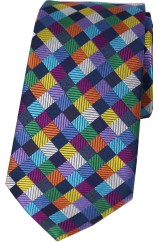Posh and Dandy Luxury Multi Coloured Small Squares Silk Tie