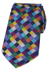 Posh and Dandy Luxury Multi Coloured Small Squares Silk Tie