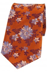 Posh And Dandy Burnt Orange Floral Silk Tie