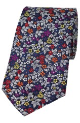 Posh & Dandy Italian Design With Multi Coloured Small Flowers Silk Tie