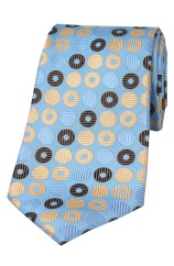 Posh And Dandy Light Blue Multi Coloured Circles Silk Tie