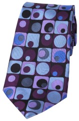 Posh And Dandy Purple Lilac Squares and Circles Silk Tie