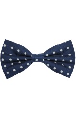 Soprano Navy And White Polka Dot Silk Pre Tied Bow Tie