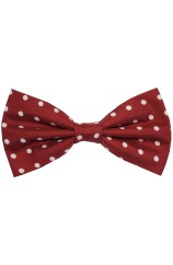 Soprano Wine And White Polka Dot Silk Pre Tied Bow Tie