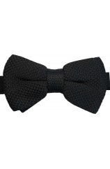 Soprano Pre-tied Plain Black Knitted Polyester Bow Tie