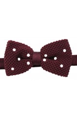 Soprano Pre-tied Wine Polka Dot Knitted Polyester Bow Tie