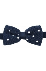 Soprano Pre-tied Navy and White Polka Dot Knitted Polyester Bow Tie