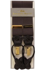 Erwin & Morris Made In UK Brown 2 in 1 Luxury 35mm Gilt Clips Or Leather End Trouser Braces