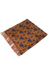 Soprano Edwardian Orange With Blue Flowers Silk Aviator Scarf