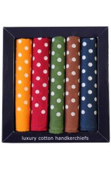 Soprano 5 Different Colours Of Spotted Cotton Hankies