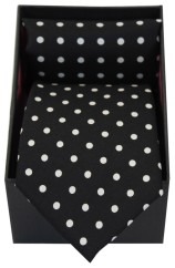 Soprano Black & White Polka Dot Silk Tie & Hanky Set Presented In A Gift Box