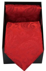 Soprano Red Paisley Silk Tie And Hanky Set Presented In A Gift Box