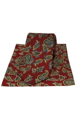 Soprano Large Paisley On Red Ground Silk Tie and Pocket Square