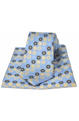 Posh And Dandy Light Blue With Multi Coloured Circles Silk Tie And Pocket Square