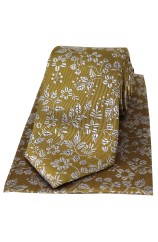 Soprano Old Gold Silk Tie And Pocket Square