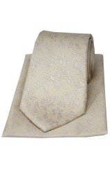 Soprano Ivory Floral Silk Tie And Pocket Square