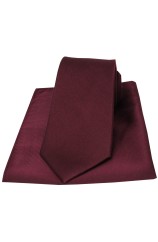 Soprano Wine Twill Plain Silk Tie And Pocket Square