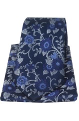 Soprano Navy Flowers Silk Tie And Hanky