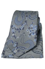 Soprano Grey Floral Pattern Silk Tie And Pocket Square 