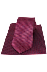 Soprano Red and Blue Dogtooth Silk Tie And Pocket Square