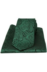 Soprano Racing Green Paisley Silk Tie And Pocket Square