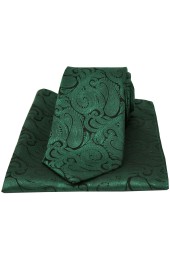 Soprano Racing Green Paisley Silk Tie And Pocket Square