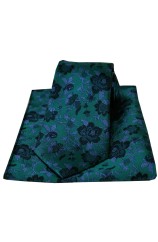 Soprano Forest Green And Blue Flowers Silk Tie And Pocket Square