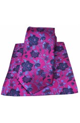 Soprano Fuchsia Blue & Navy Floral Silk Tie And Pocket Square