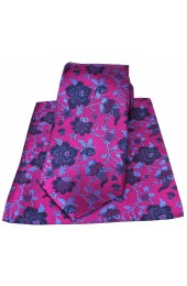 Soprano Fuchsia Blue & Navy Floral Silk Tie And Pocket Square
