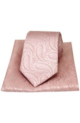 Soprano Tonal Pink Classic Paisley Silk Tie And Pocket Square