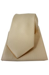 Soprano Ivory Herringbone Silk Tie And Hanky Set