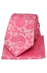 Soprano Fuchsia Paisley Silk Tie And Matching Hanky Set