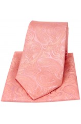 Soprano Pink Luxury Paisley Silk Tie And Hank Set