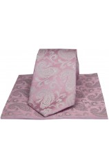 Soprano Cotton Candy Pink Paisley Silk Tie And Hanky
