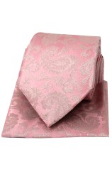 Soprano Cotton Candy Pink Paisley Silk Tie And Hanky