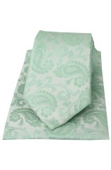 Soprano Luxury Cyan Paisley Silk Tie And Hanky