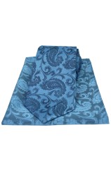 Soprano Tonal Denim Paisley Silk Tie And Pocket Square