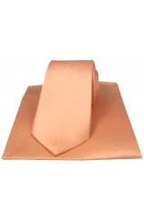 Soprano Peach Herringbone Silk Tie and Pocket Square