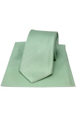 Soprano Mint Herringbone Silk Tie And Hanky Set