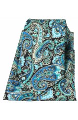 Posh And Dandy Blue and Green Paisley Silk Tie And Pocket Square