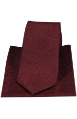 Soprano Tonal Wine Classic Paisley Silk Tie And Pocket Square