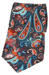 Posh And Dandy Multi Coloured Edwardian Paisley With Bird Silk Tie