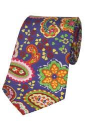 Multi Coloured Paisley & Floral Patterned Posh And Dandy Silk Tie 