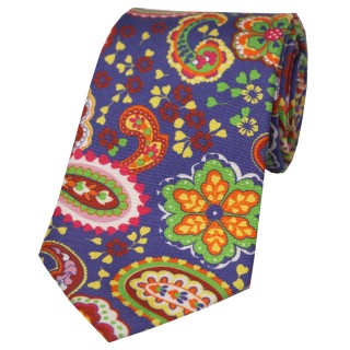 Multi Coloured Paisley & Floral Patterned Posh And Dandy Silk Tie 