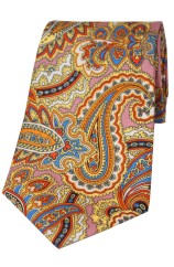 Pink With Large Paisley Pattern Posh And Dandy Silk Tie 
